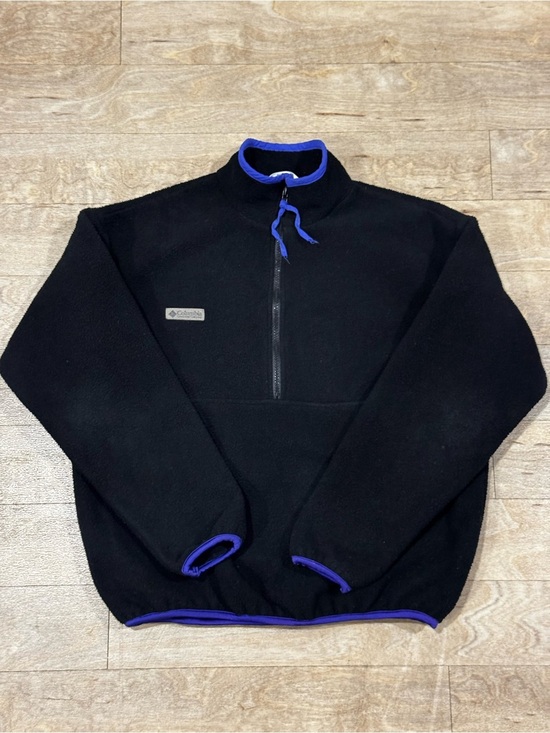 Columbia Tops - Vintage Columbia Made In USA Black Fleece Quarter Zip Pullover Size Medium